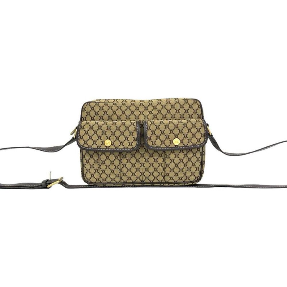 Celine Macadam Blazon Canvas Leather Shoulder Bag